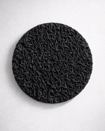 Round black textured 3D wall art  minimalist wall decor