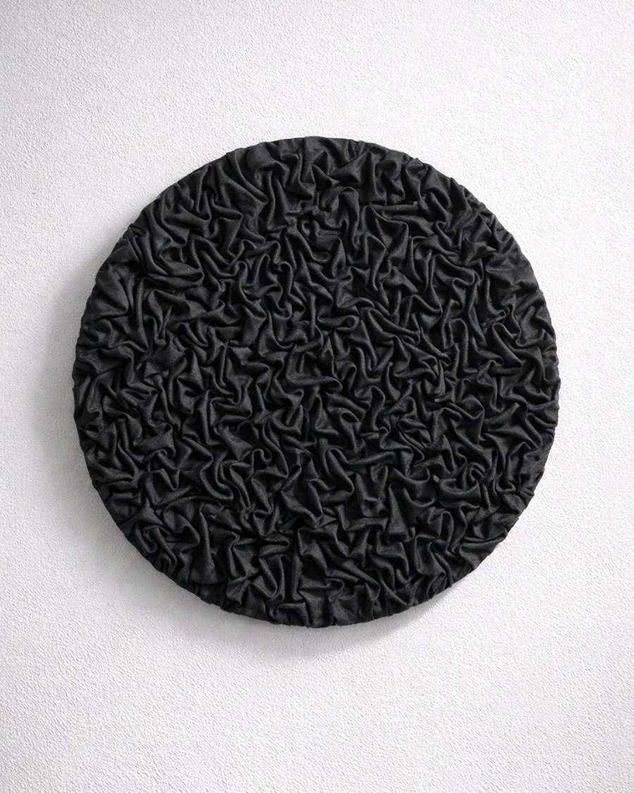 Round black textured 3D wall art  minimalist wall decor