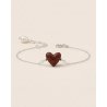 wooden heart bracelet with pearl silver chain