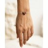 wooden heart bracelet on wrist