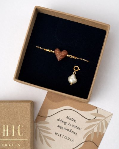 wooden heart bracelet in gift box