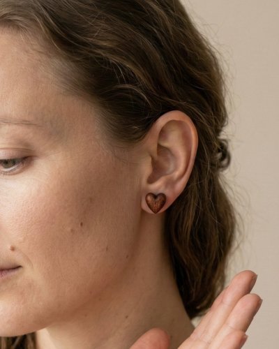 Earrings wooden hearts Marachic