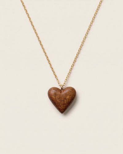 Necklace with a mini heart. Wooden heart on a silver chain
