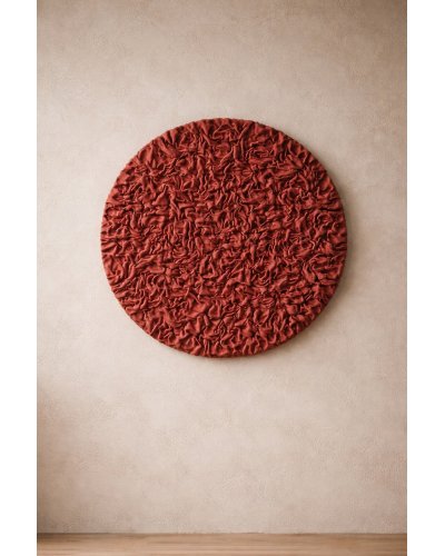 Round Red Textured 3D Wall Art – Minimalist Wall Decor