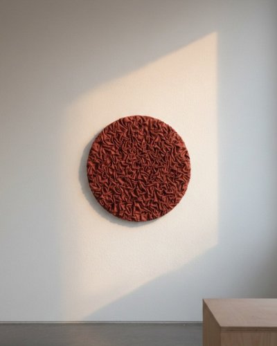 Round Red Textured 3D Wall Art – Minimalist Wall Decor