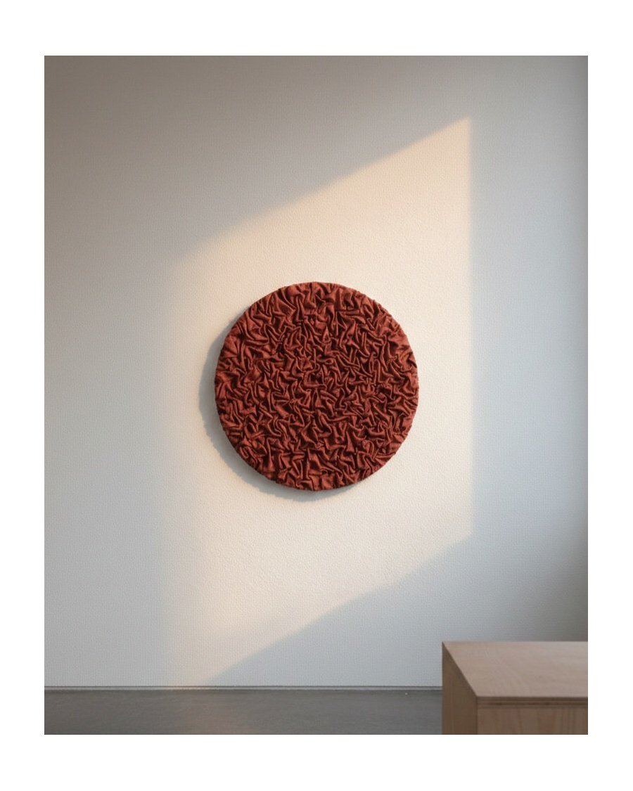 Round Red Textured 3D Wall Art – Minimalist Wall Decor