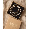 Vintage style necklace with natural pearls and wooden beads