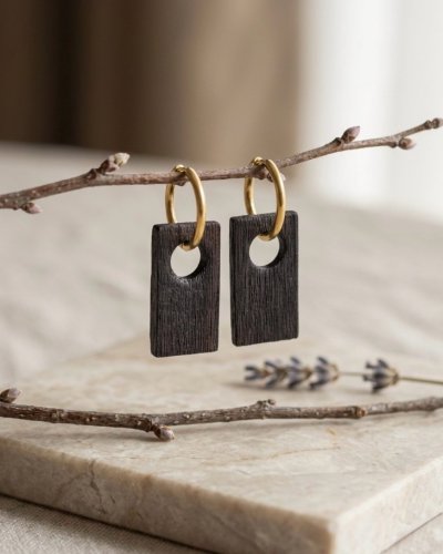 SUMI I Charred Wood Earrings | Minimalist Japandi Jewelry