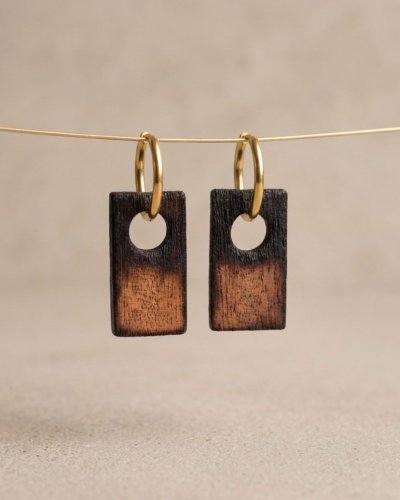 SUMI II Ombre Wood Earrings | Minimalist Japandi Jewelry
