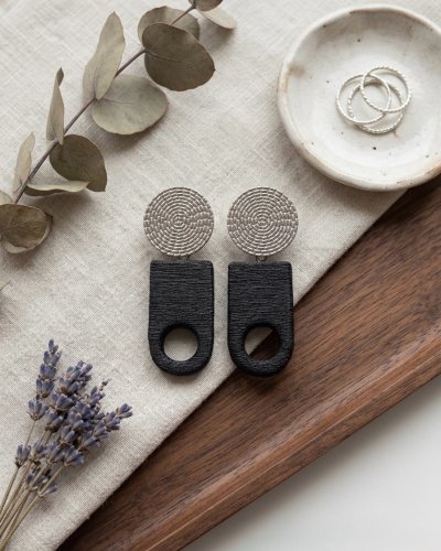 SHIBUI Charred Wooden Earrings – Minimalist Drop Earrings | Marachic