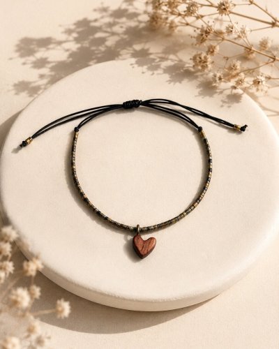 Wooden heart bracelet | Anniversary gift for wife