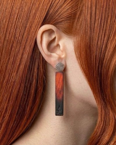 Padouk Wood Earrings with Charred Tips | Marachic Jewelry