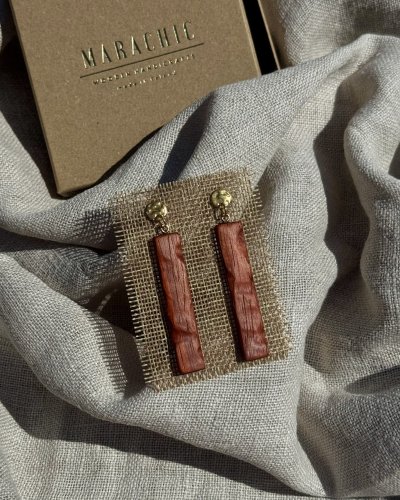 Padouk Wood Earrings with Charred Tips | Marachic Jewelry
