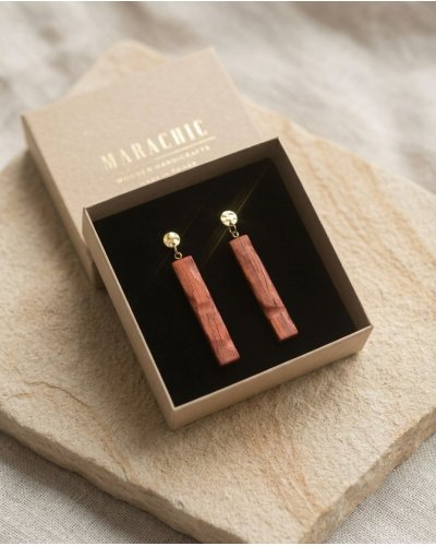 Padouk Wood Earrings with Charred Tips | Marachic Jewelry