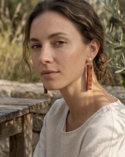 Padouk Wood Earrings with Charred Tips | Marachic Jewelry