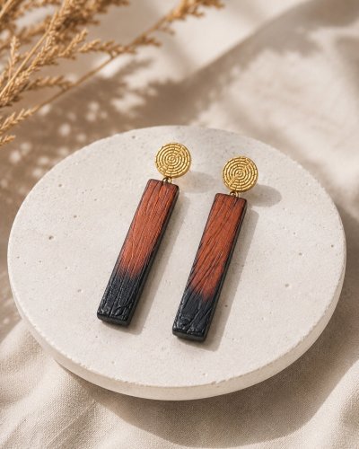 Padouk Wood Earrings with Charred Tips | Marachic Jewelry